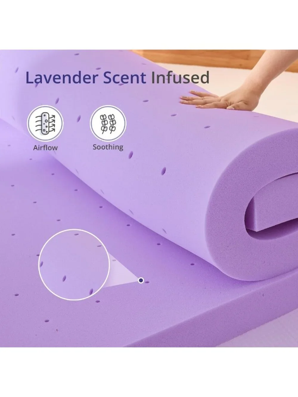 2 Inch Twin Lavender Scented Memory Foam Mattress Topper for Comfort & Support